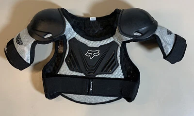 $19.95 • Buy Fox Racing Pee Wee Titan Roost Chest Deflector Youth Small Medium Black Silver 