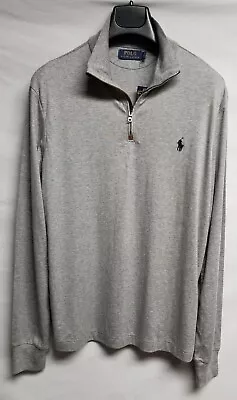 POLO RALPH LAUREN Men's Cotton-Blend Half-Zip Grey Heather Pullover Sz M $98 • $44.95