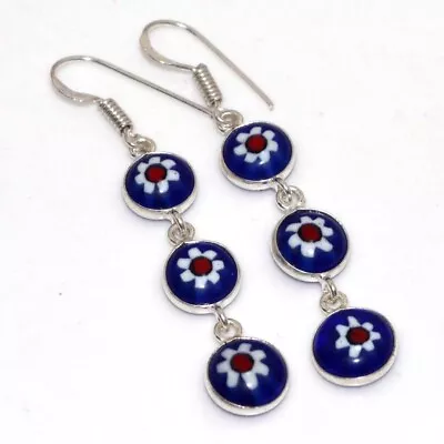 Italian Murano Glass 925 Silver Plated Gemstone Earrings 2.3  Superb Gift GW • $3.99