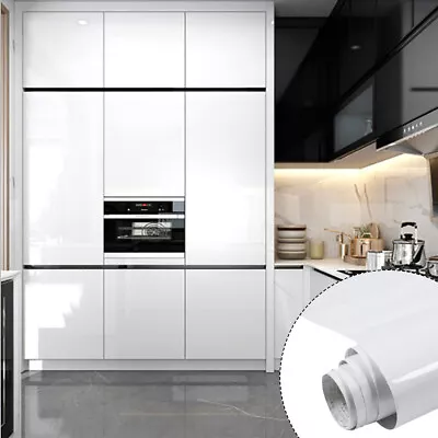 £7.95 • Buy 10M Gloss White Vinyl Film Self Adhesive Kitchen Cabinet Cupboard Door Sticker