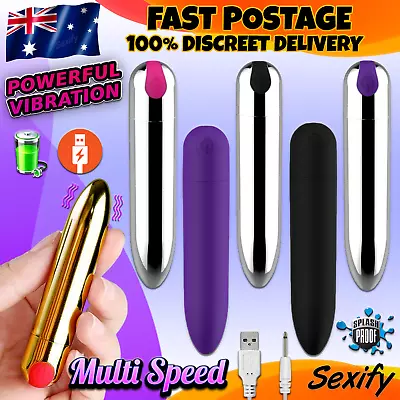 USB Rechargeable Bullet Vibrator Discreet Wand Massager Dildo Vibe Clit Sex Toy • $23.95