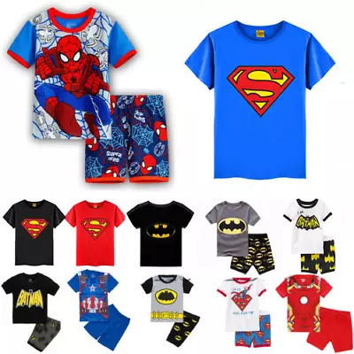 Superman Kids Boys Superhero Casual Summer T-Shirt/Outfits Lounge Sets Clothes • $18.80