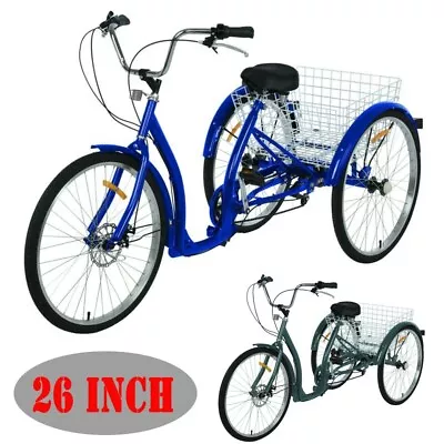 $200.35 • Buy 26  6Speed Adult Tricycle 3-Wheel Trike Cruiser Bike W/Cargo Basket For Shopping