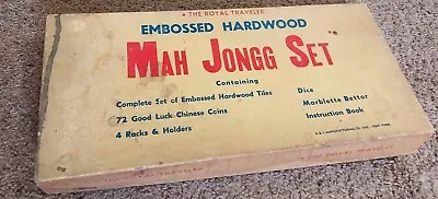 1962 The Royal Traveler Embossed Hardwood Mah Jongg Tile Set 25th Anniversary • $45