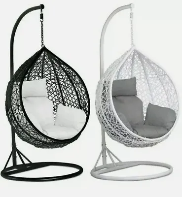 £159.99 • Buy Rattan Swing Hanging Egg Chair Garden Indoor Outdoor Patio Bedroom With Cushions