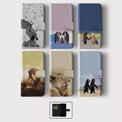 Case For Iphone 15 14 13 12 11 Se Pro  Wallet Flip Phone Cover Animal Mum Baby • £8.99