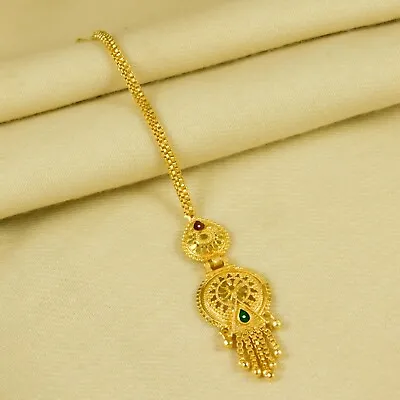 Simple Sober 22K Gold Plated Ethnic Forehead Maang Tikka Matha Patti Jewelry • $11.50