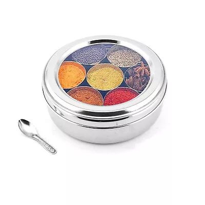 Stainless Steel Belly Shape Masala (Spice) Box / Dabba/ Organiser With See • $25.12