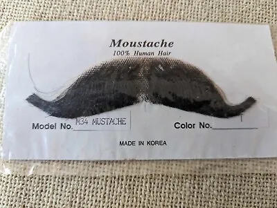 Black Human Hair Theatre / Cosplay Handlebar Mustache...New In Package • $8