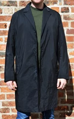 Men's Black Pinstripe Karl Lagerfeld Coat Jacket Mac Mackintosh Smart • £40