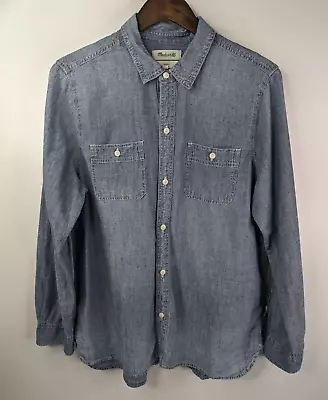 Madewell Chambray Classic Ex-Boyfriend Shirt In Mazzy Wash Size XL Cotton H4605 • $29.99