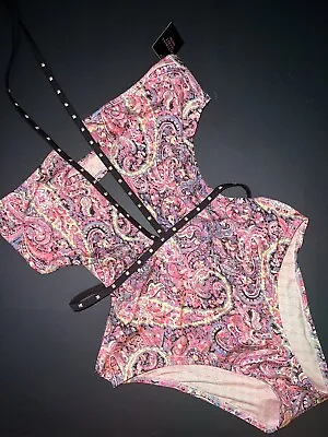 Victoria's Secret L MONOKINI One-piece STUDDED Pink Blue Yellow Black PAISLEY • $99.99