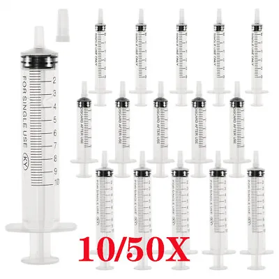 $10.99 • Buy 10/50x Syringes 3ml 5ml 10ml 25ml Plastic Disposable Sterile Syringe Tube Funnel