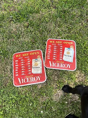 Vintage We Are Open  SMOKE VICEROY  Sign Tobacco Cigarette  Metal Tin Ad • $20
