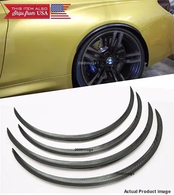 2 Pairs Black Carbon Flexible 1  Arch Wide Fender Extension Lip For Mitsubishi • $29.97