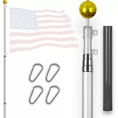 G128 16Ft Telescoping Aluminum Silver Flagpole | Flag NOT Included • $75.99