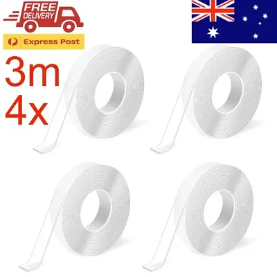 4 Pack Double Sided Tape Strong Nano Alien Roll Set Clear Adhesive Gel 3m Bulk • $16.99