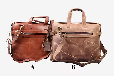 Genuine Leather Laptop Bag Cross Body Messenger Business Briefcase Handbag • $83.14