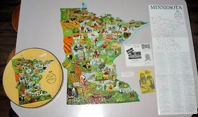 Vintage Springbok Contour Jigsaw Puzzle - Minnesota Map - 1968 - Missing 4 Pcs. • $20