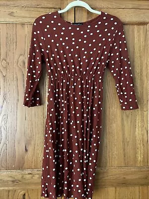 £10 • Buy Next Burnt Orange Maternity Dress Polka Dot Dotty Size 8