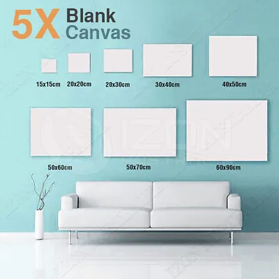 $93.35 • Buy 5x Blank Art Supply Professional Quality Stretched Canvas White Wood 7 Size