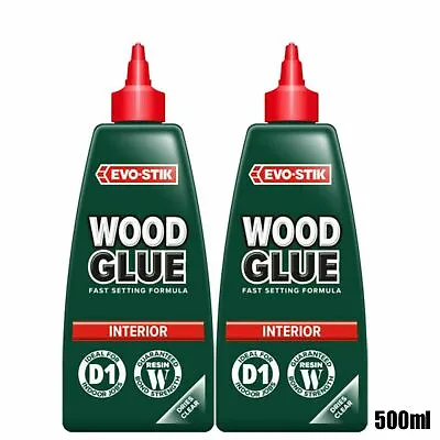 2 X EVO-STIK Wood Glue Interior 500ml Fast Setting Adhesive • $34.83