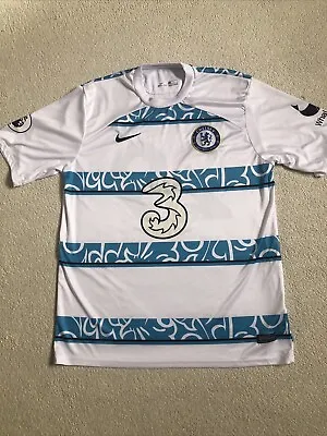 Chelsea F.c Mens Away Football Shirt 2022-2023 Havertz Light Blue/white Size L • £27.99