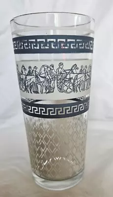 JEANETTE Patrician Glass Set Roman Greek Key Chariot Design Blue White VTG • $12.77