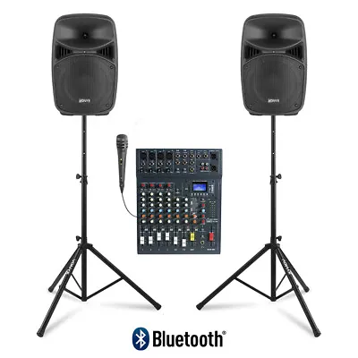 Small PA System - Vonyx VPS082A 8  Speakers CLUB XS 8 Channel Mixer & Stands • £329
