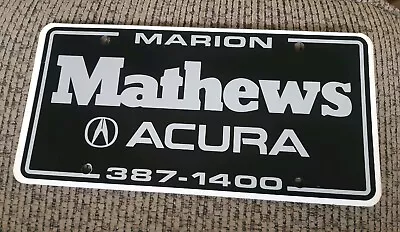 MATHEWS ACURA CAR DEALERSHIP Dealer License Plate MARION OHIO PROMO MATTHEWS Old • $24.99