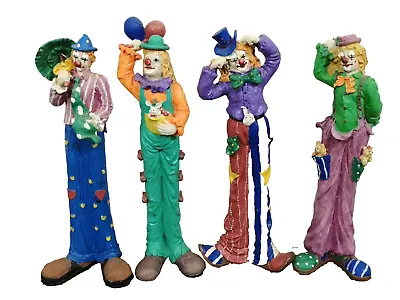 $80.68 • Buy 4 Tall Skinny Thin  Vintage Ceramic Clown Figurine 10  / 26 Cm White Faces