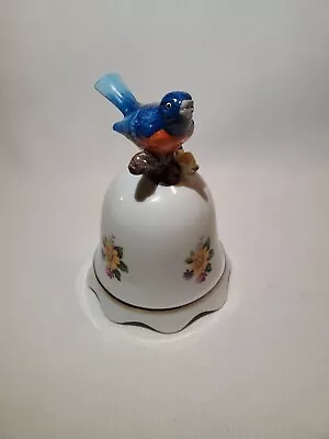 Vtg Shafford Blue Bird Music Box  Bell Japan  W/Flowers Gilded Ring 5  Porcelain • $12.50