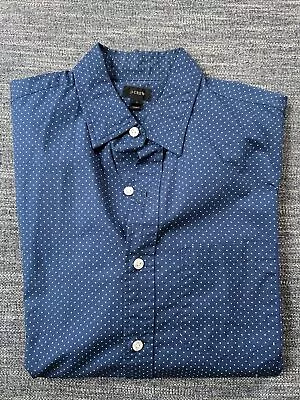 J Crew Mens Small Blue White Polka Dot Button Up Dress Shirt • $8