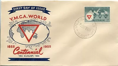 1955 YMCA World Centennial - SCP FDC Blue/Red • $7.50