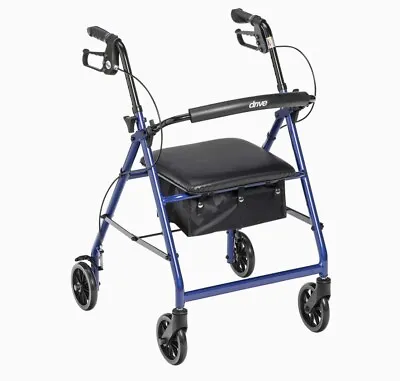 Drive Medical Walker Rollator With 6  Wheels Fold Up Removable Back Support • $58.62