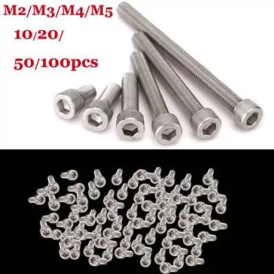 10/20/50/100x M2 M3 M4 M5 Stainless Steel Hex Bolt Socket Cap Screws Head DIN912 • $5.93