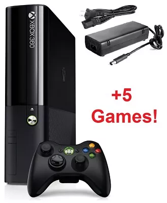 Microsoft Xbox 360 Slim E 250GB Bundle | Console Controller Cords 5 Games! • $169.99