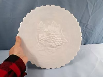 Imperial Milk Glass Round Cake Plate Tray Platter W/ Embossed Grapes Design 12  • $11.99