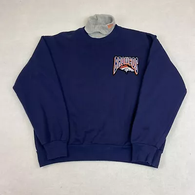 VINTAGE Devner Broncos Sweatshirt Mens Large Turtle Neck USA Patch Majestic Good • $24.99