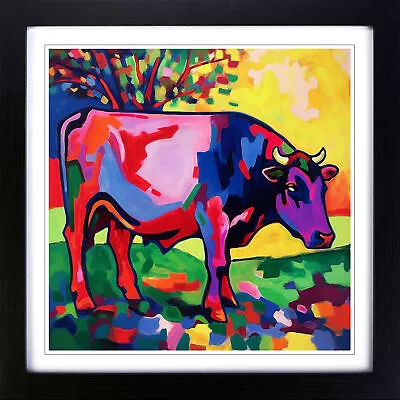 Cow Fauvism Wall Art Print Framed Canvas Picture Poster Decor Living Room • £34.95