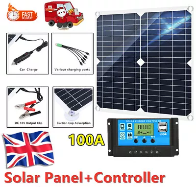 200 Watt 200W Solar Panel Kit + Solar Controller 12/24V Volt RV Boat Off Grid UK • £22.99