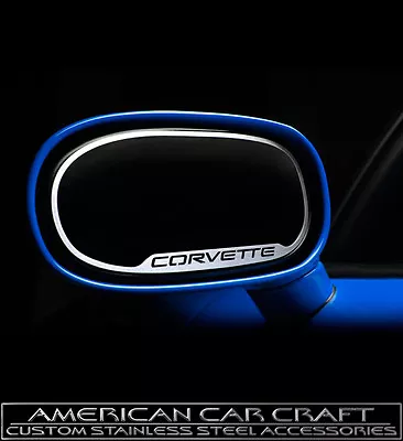 1997-2004 C5 Side View Mirrors 2pc Trim Edge Surround Inserts - CORVETTE Logos • $89.80