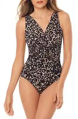 Miraclesuit 6530167 Belle Gattino Esmerelda Wrap Front One-Piece Swimsuit SZ 8 • $55.16