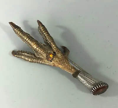 Large Victorian Edwardian Cairngorm Silver Grouse Foot Brooch 10cm A70017 • £50