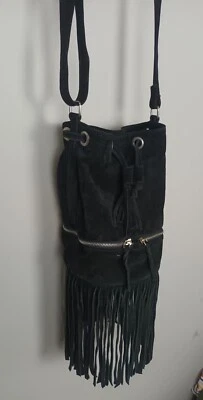 £19.99 • Buy VINTAGE RETRO 90s SUEDE LEATHER TASSELLED FRINGE FRILL FESTIVAL SHOULDER BAG