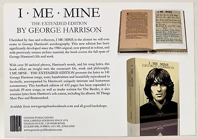 George Harrison ‘I Me Mine’ Genesis Publications Glossy A5 Promo Leaflet Mint • £59.99