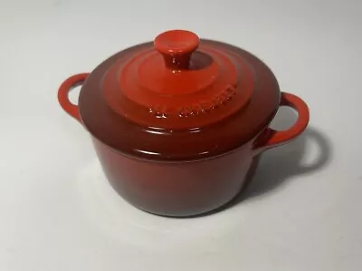 Le Creuset 8 Oz  Round Mini Cocotte Red Dish With Lid Red Knob Great Condition! • £18.12