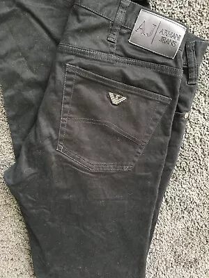 Armani Jeans  Mens W32 L34 Black Straight Fit Zip Fly Denim Jeans • £0.99