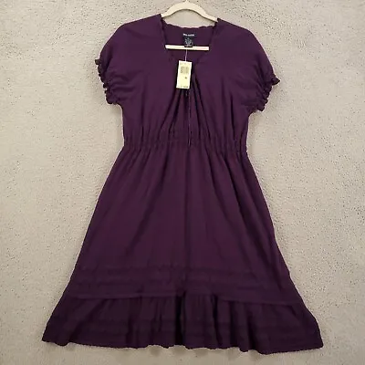 New Max Edition Sweater Dress Womens XL Purple Knit Ruffle Cottagecore • $20.99