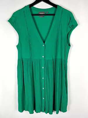 Anthropologie Vanessa Virginia Green Button Front V-Neck Gauzy Tunic Small S • $5.60